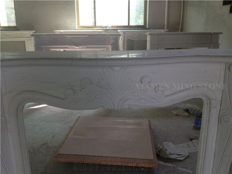 A Quality Oriental White Marble Fireplace Hearth,Fireplace Mantel for Interior Stone Home Decor Cheap Price