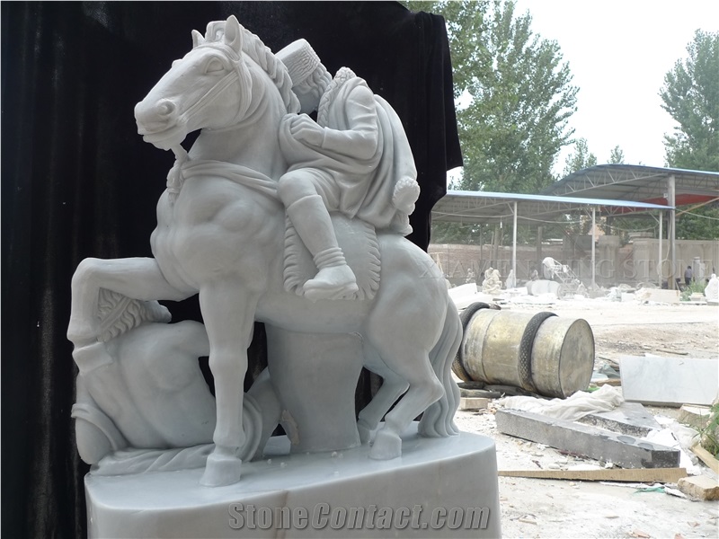 Oriental White Marble Hand Carving Soldiers Man Statue,Human Sculpture Western Style for Garden Landscaping Stone