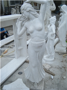 Oriental White Marble Handcarved Woman Statue,Human Sculpture Western Style for Garden Landscaping Stone