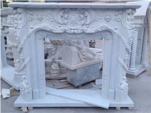 White Marble Modern Design Fireplace Hearth Interior Hand Carving