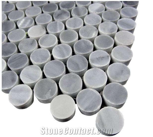 Italy Grey Circle Mosaic,China Price Marble, Round Pieces Mosaic Tile