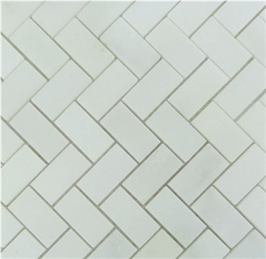 White Marble Herringbone Mosaic Tile,Bathroom Floor,Backsplash,Kitchen