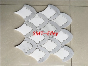 Custom Design Art Mosaic Tile for Bathroom Wall Carrara Cd Mixed Pure White Marble Mosaic Pattern Tile for Project