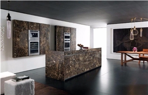 Custom Design Kitchen Island Brown Marble Emperador Kitchen Bar Top for Project