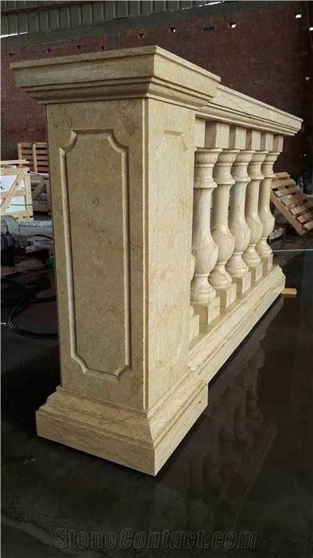 Custom Stone Balustrades Egyptian Beige Marble Handrail for Project