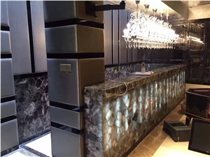 Luxury Decoration Semiprecious Gemstone Dark Grey Agate Bar Top Luxury Decoration Semiprecious Gemstone Dark Grey Agate Bar Top