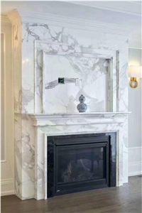 Modern Handcarved Marble Fireplace Calacatta Vagli Fireplace Mantel