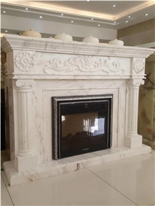 Modern Style Marble Fireplace Sculptured Carrara Fireplace Mantel