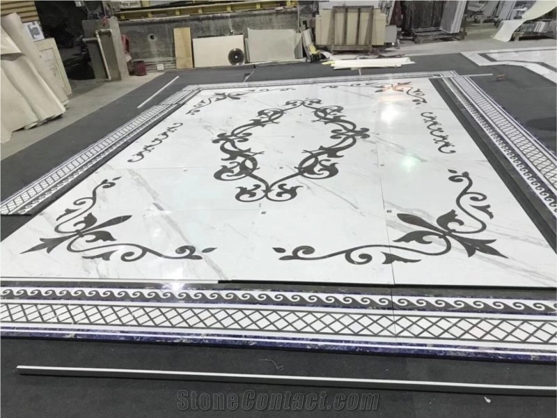 Waterjet Marble Medallions Marble Inlay Patterns for Floor