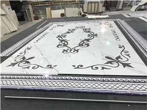 Waterjet Marble Medallions Marble Inlay Patterns for Floor