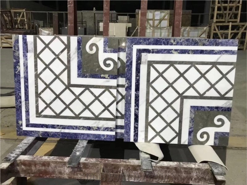 Waterjet Marble Medallions Marble Inlay Patterns for Floor