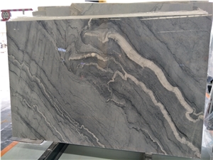 China Bruce Silver Ice Grey Dark Blue Marble Polished Slabs Interior