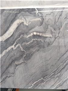 China Bruce Silver Ice Grey Dark Blue Marble Polished Slabs Interior