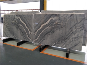 China Bruce Silver Ice Grey Dark Blue Marble Polished Slabs Interior