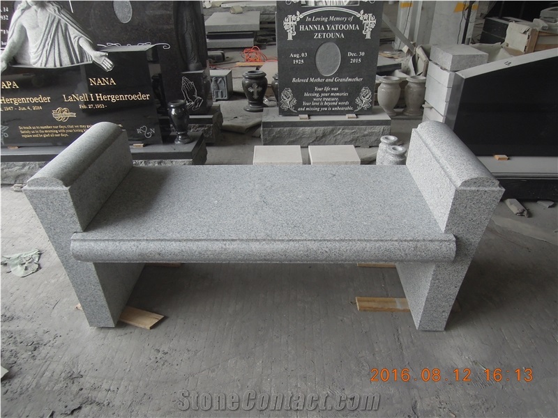 China G603 Light Grey White Granite Monumental Memorial Bench Plaques