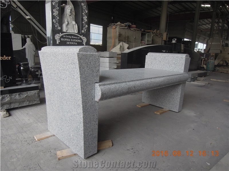 China G603 Light Grey White Granite Monumental Memorial Bench Plaques