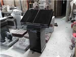 India Black Granite Cemetery Grave Slant Marker Book Shape Stone China