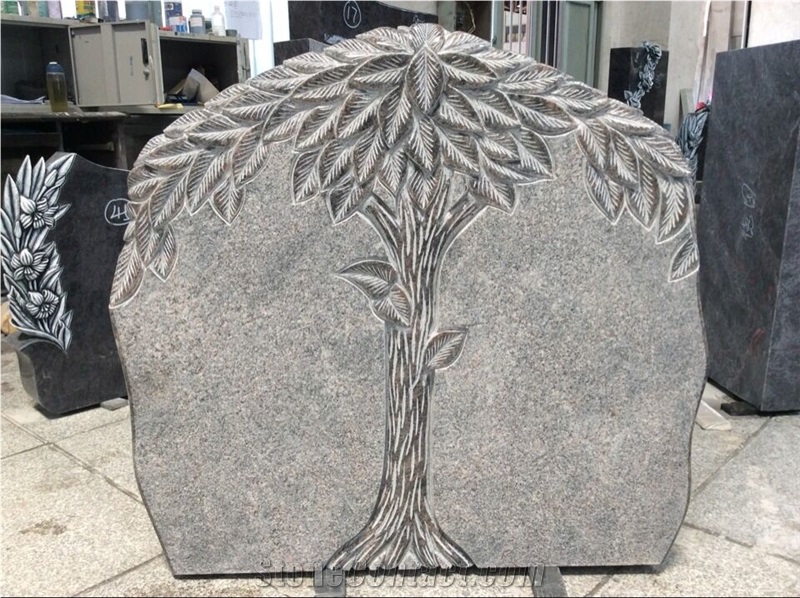 2017 New China Beautiful High-Quality Affordable Design Beautifully Carved Stone Tombstone 603 Headstone Gravestones Monuments Design Western Style
