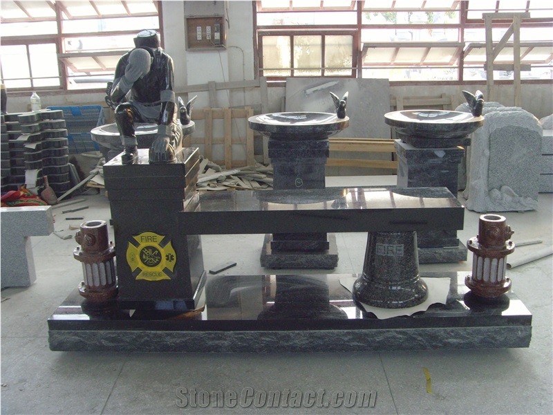 American Bench Firemen Monuments, G603 Light Grey Granite Memorials,Cremation Pedestals