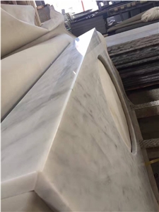 Bath Tops Countertops Vanity Top Sink Material in Carrara White Quartz Pre-Fabricated Countertop, Hotel and House Project Bathroom Vanities, Indoor