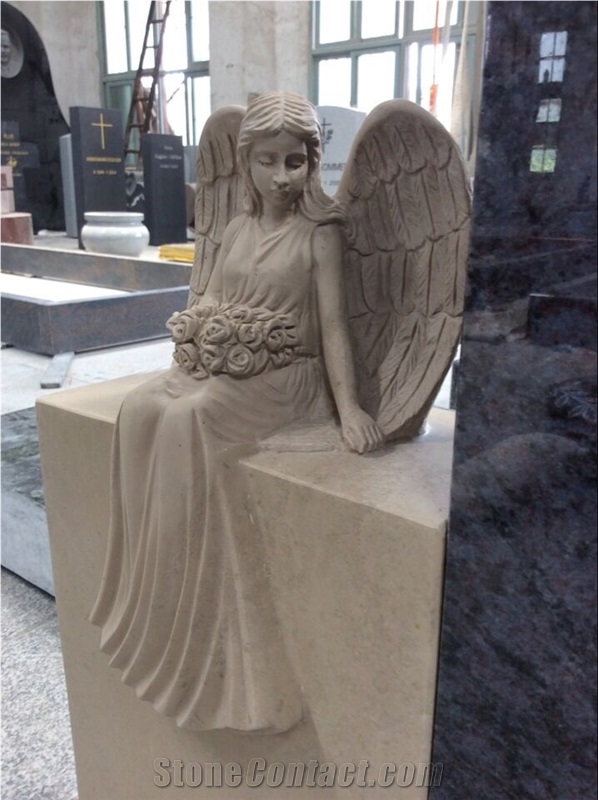 Beautifullycarved Tombstone Ocean Beige Headstone Gravestone