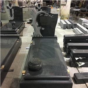 Cad Drawing Shanxi Black Granite Bench Gravestones Slab Engraved Tree