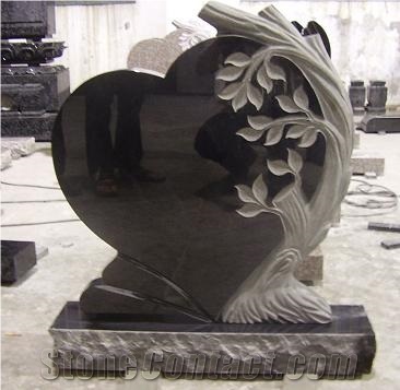 China Black Tombstone Tree Design Monument Heart Engraved Headstone Custom Monuments