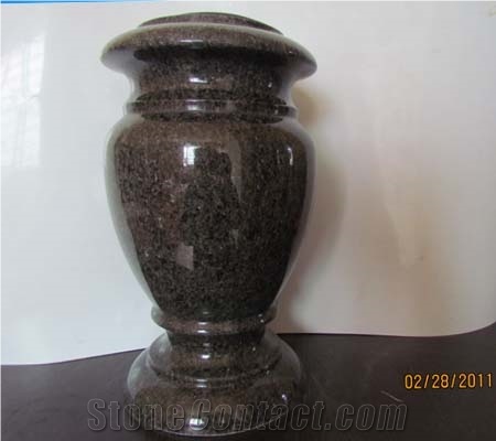 China Factory Barre Grey Granite Round Vase for Monuments,Cemetery Accessories