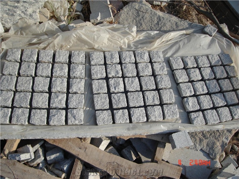China Factory Direct 10x10cm, 9x9cm G603 Grey Granite Cubes, All Sides Split or Surface Flamed, Sawn Paving Stone