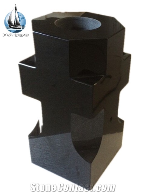 China Factory Shanxi Black Granite, Absolute Black Stone Vases, Lamps for Tombstone and Monuments