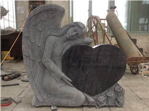 China Haobo Stone Factory 2017 Angel Carving Tombstone & Monuments,Bahama Blue Headstone Western Style