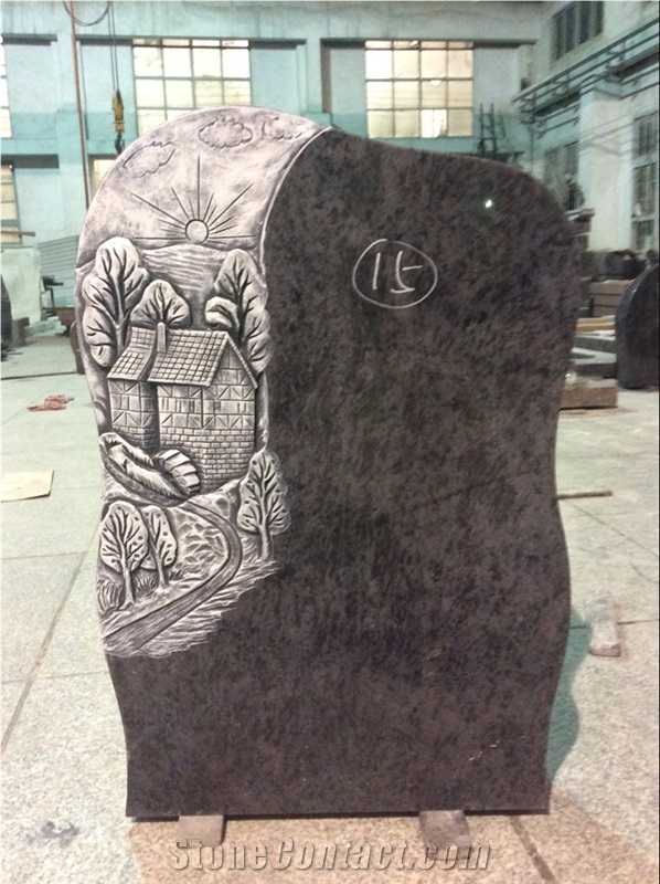 China High Quality Good Service Custom Wholesale Price Unique Haobo Natural Stone Chinese Quarry Orion Granite Carving Headstone Designs for Cemetery