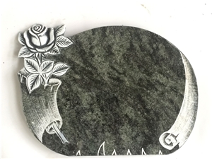 Chinese Factory Oliver Green Granite Line Carving Memorial Plaques, Chinese Green Granite Memorials