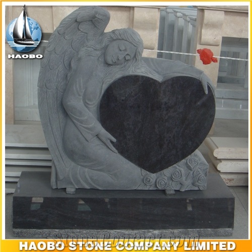 Headstone Bahama Blue Angel Sculpture Etching Tombstone Monument Single Double Granite Marble Natural Marker Stone Gravestone Polished Blocks Basalt