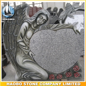 Headstone G603 Grey Angel Sculpture Etching Tombstone Monument Single Double Granite Marble Natural Marker Stone Gravestone