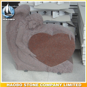 Headstone Maple Red Angel Sculpture Etching Tombstone Monument Single Double Granite Marble Natural Marker Stone Gravestone