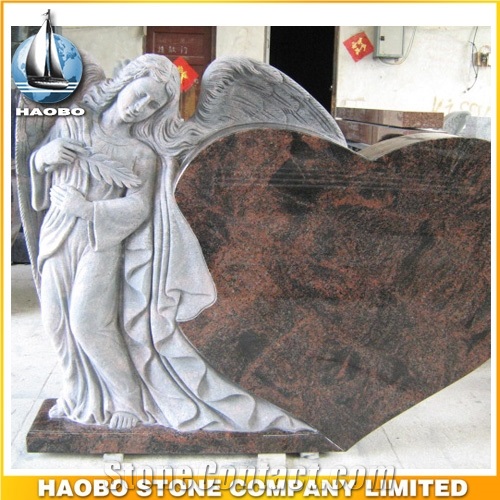 Headstone Multicolor Redangel Sculpture Etching Tombstone Monument Single Double Granite Marble Natural Marker Stone Gravestone Polished Blocks Basalt