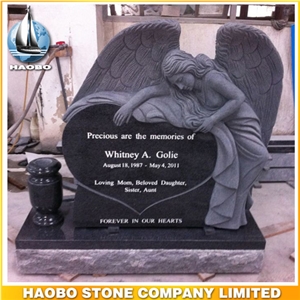 Headstone Shanxi Black Angel Sculpture Etching Tombstone Monument Single Double Granite Marble Natural Marker Stone Gravestone Polished Blocks Basalt