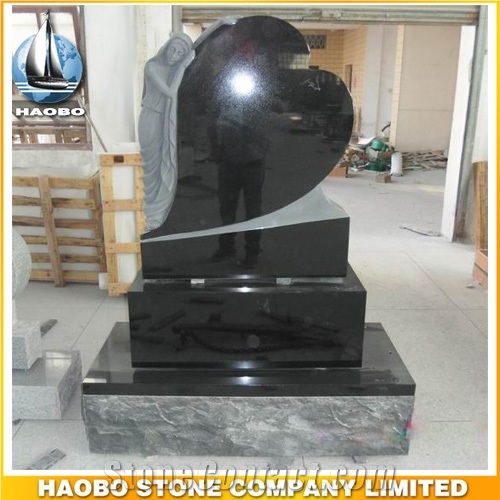 Headstone Shanxi Black Angel Sculpture Etching Tombstone Monument Single Double Granite Marble Natural Marker Stone