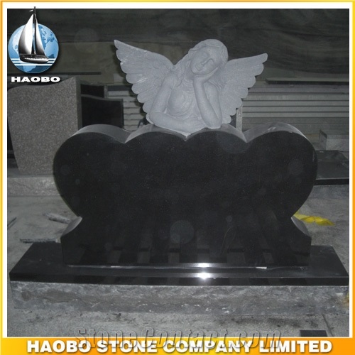 Headstone Shanxi Black Angel Sculpture Etching Tombstone Monument Single Double Granite Marble Natural Marker Stone