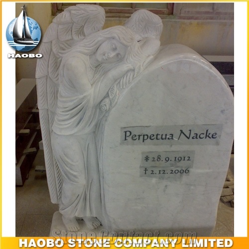 Headstone White Angel Sculpture Etching Tombstone Monument Single Double Granite Marble Natural Marker Stone Gravestone Polished Blocks Basalt