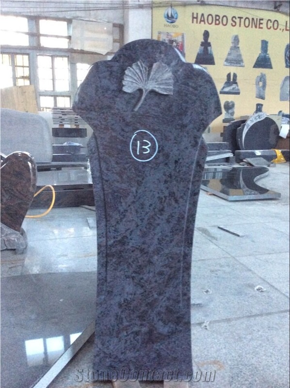 High Quality Custom Wholesale Price Unique Haobo Natural Stone Chinese Quarry Orion Granite Carving Headstone Design for Cemetery