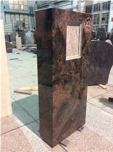 High Quality Good Price Natural Quarry Stone Customized Size Haobo China Factory Beautiful Carved Aurora Granit Headstone Designs for Sale