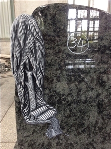 High Quality Good Service Custom Wholesale Price Unique Haobo Natural Stone Chinese Quarry Olive Green Granite Carving Headstone Design for Cemetery