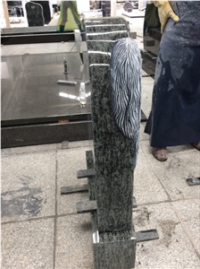 High Quality Good Service Custom Wholesale Price Unique Haobo Natural Stone Chinese Quarry Olive Green Granite Carving Headstone Design for Cemetery