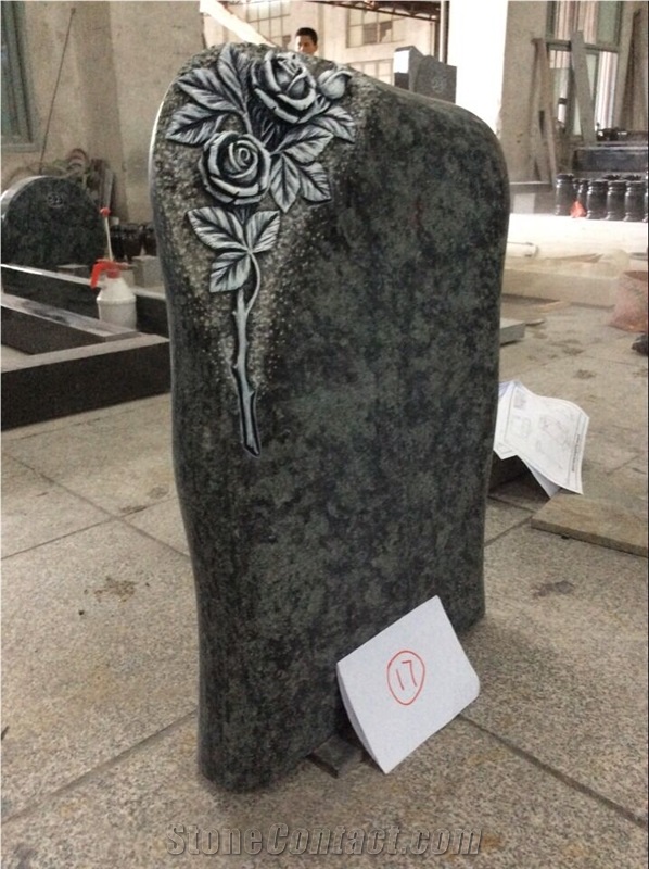 High Quality Good Service Custom Wholesale Price Unique Haobo Natural Stone Chinese Quarry Olive Green Granite Carving Headstone Designs for Cemetery