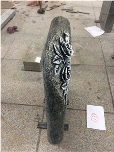 High Quality Good Service Custom Wholesale Price Unique Haobo Natural Stone Chinese Quarry Olive Green Granite Carving Headstone Designs for Cemetery
