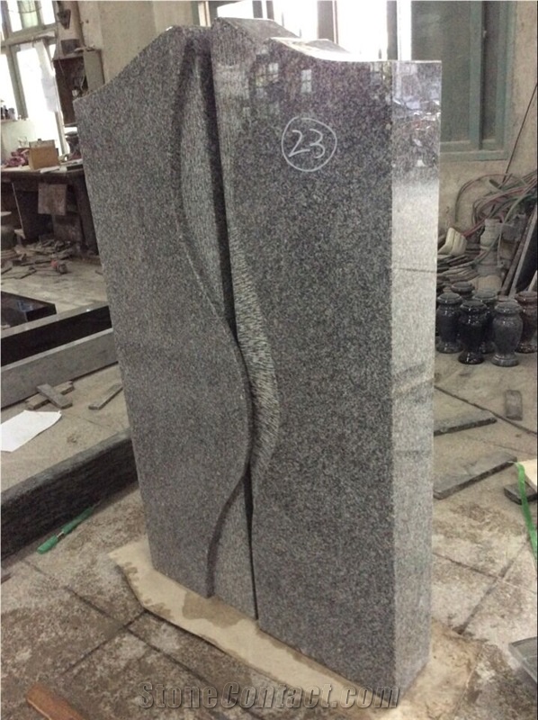 High Quality Good Service Custom Wholesale Price Unique Haobo Natural Stone Chinese Quarry Sky Blue Granite Carving Headstone Design for Cemetery