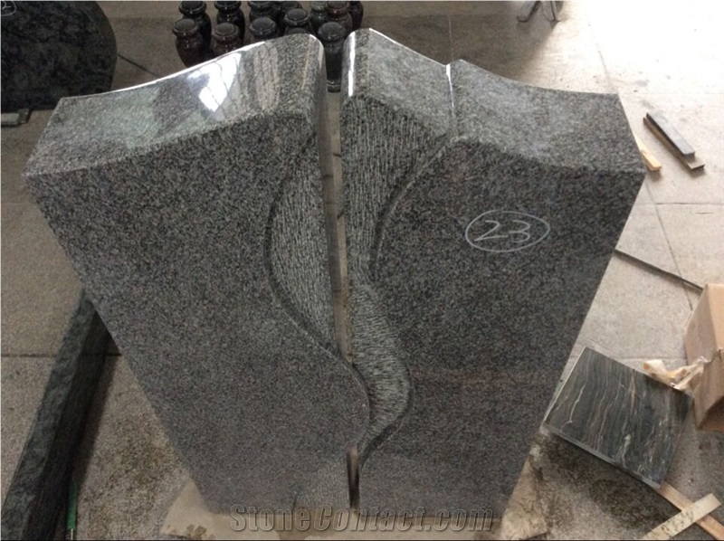 High Quality Good Service Custom Wholesale Price Unique Haobo Natural Stone Chinese Quarry Sky Blue Granite Carving Headstone Design for Cemetery