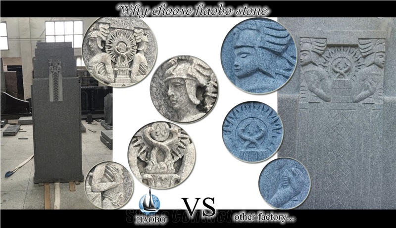 High Quality Good Service Wholesale Price Unique Haobo Natural Stone Chinese Quarry Orion Granite Carving Himalaya Headstone Designs for Cemetery